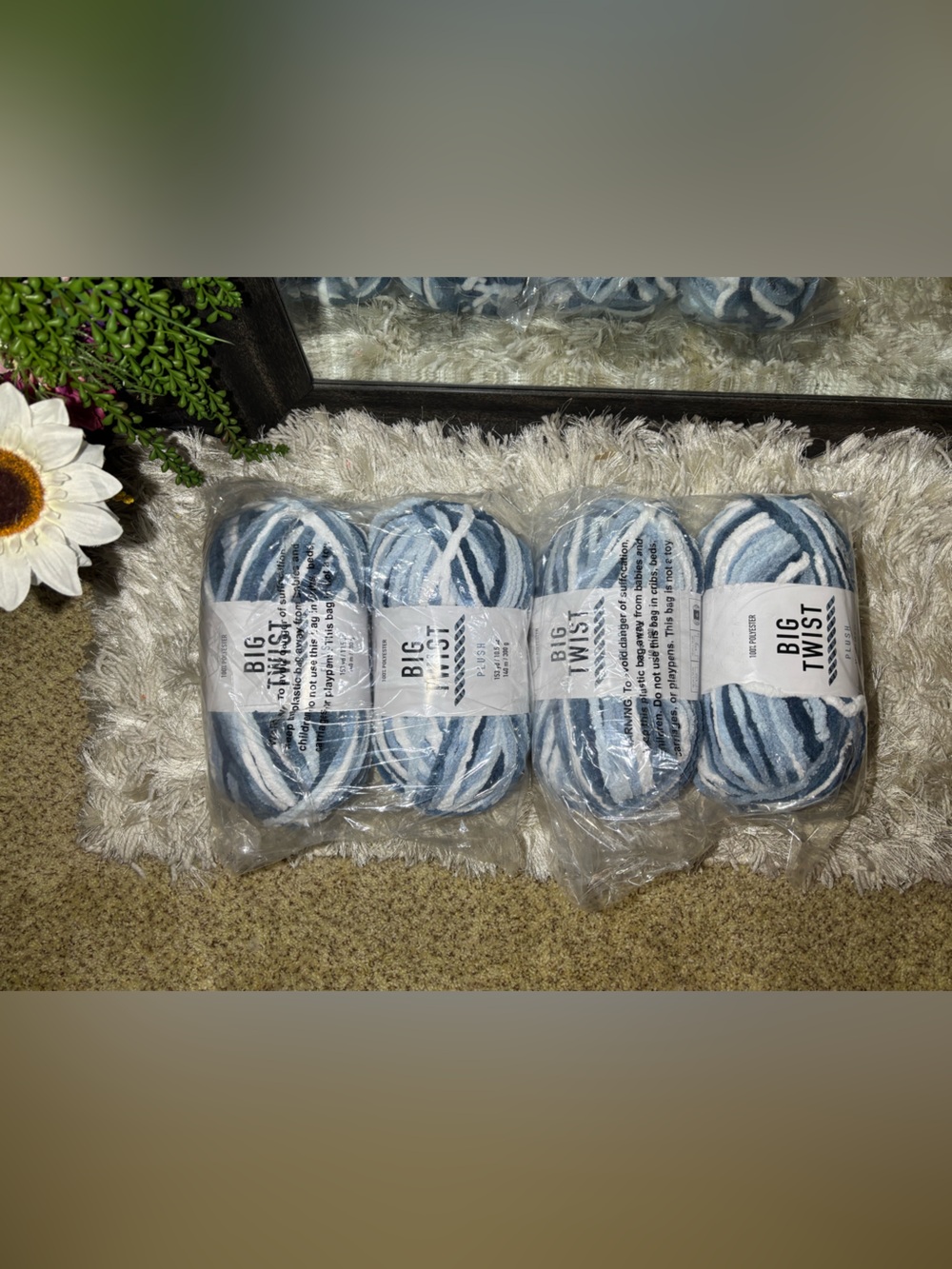 Big Twist Plush Denim Blue Plush Polyester Yarn